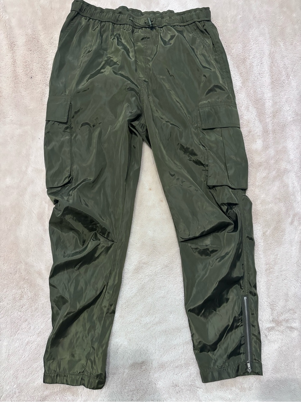 Forever 21 Women’s Dark Olive Cargo Pants with Zipper Ankles